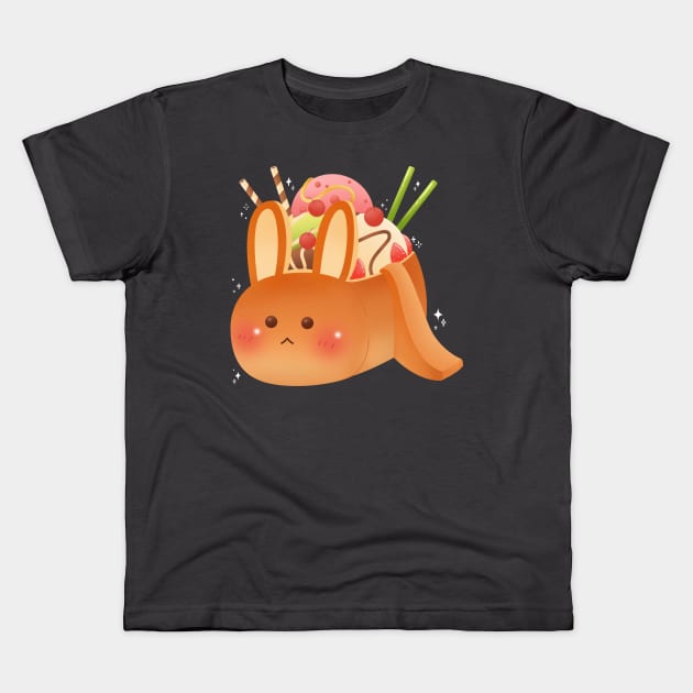 Bunny Toast Ice Cream Dessert Anxietea Kids T-Shirt by moonquarius